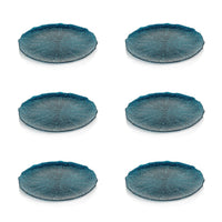 Exuma 11" Azur Blue Glass Plates, Set of 6 - Plate Top View | Bone & Brass