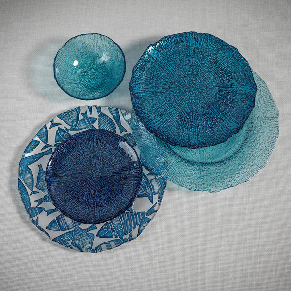 Exuma 8.5" Cobalt Blue Glass Plates, Set of 6 - Plate Detail | Bone & Brass