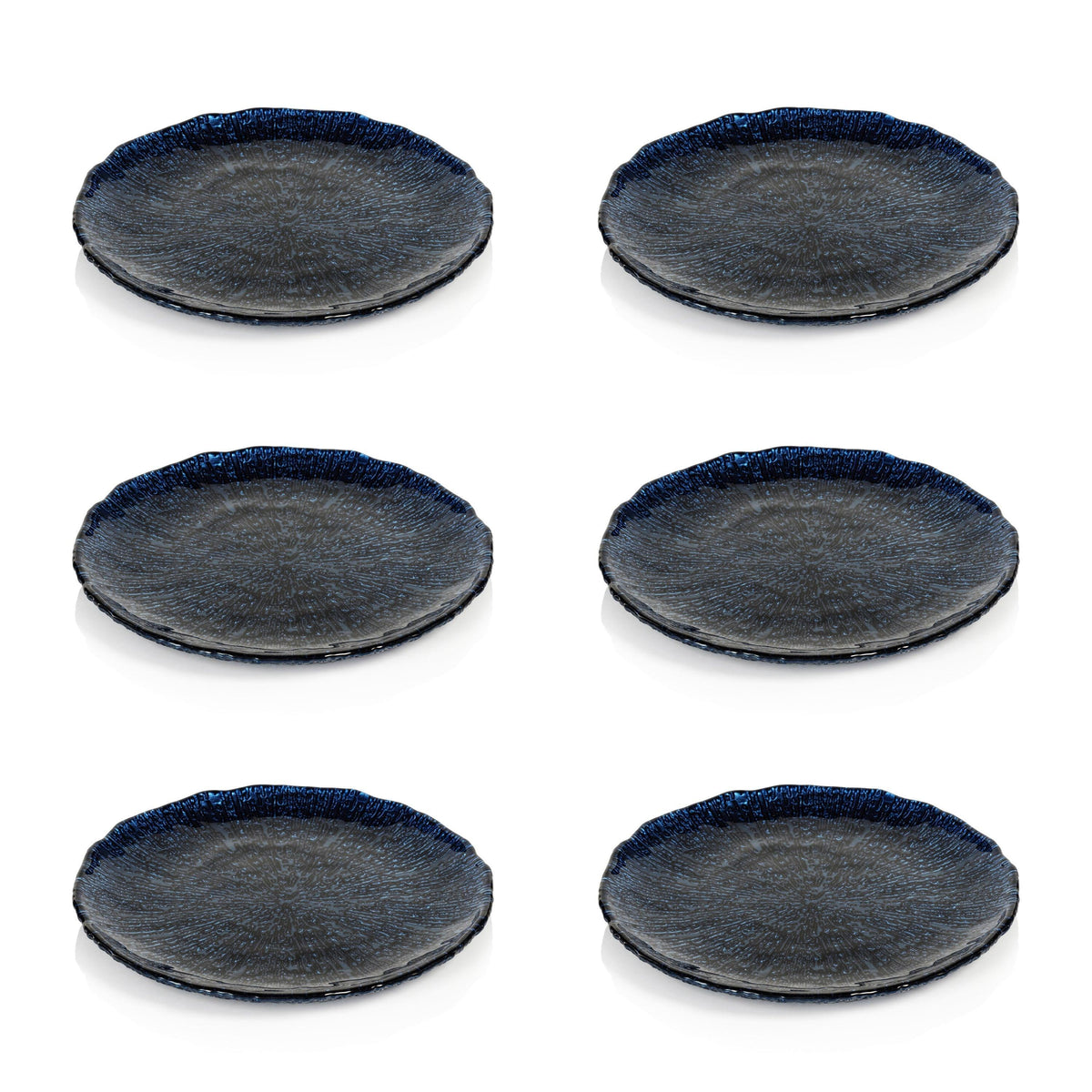 Exuma 8.5" Cobalt Blue Glass Plates, Set of 6 - Plate Top View | Bone & Brass