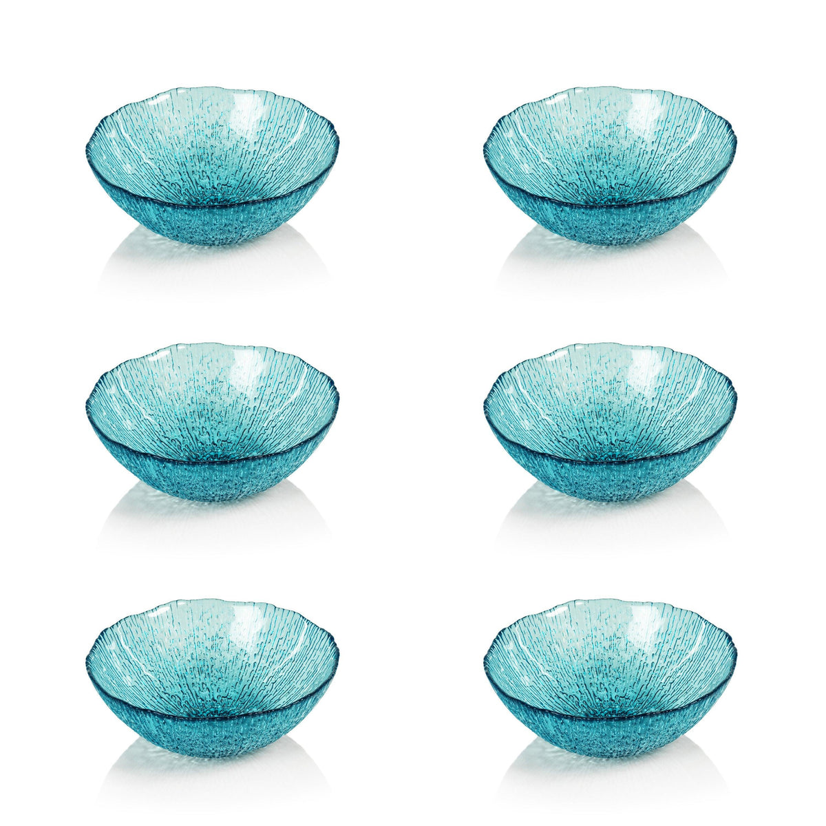 Exuma Aqua Blue Glass Bowls, Set 6 - Bowl Top View | Bone & Brass