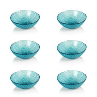 Exuma Aqua Blue Glass Bowls, Set 6 - Bowl Top View | Bone & Brass