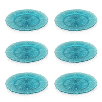 Exuma Aqua Blue Glass Charger Plates, Set of 6 - Charger Top View | Bone & Brass