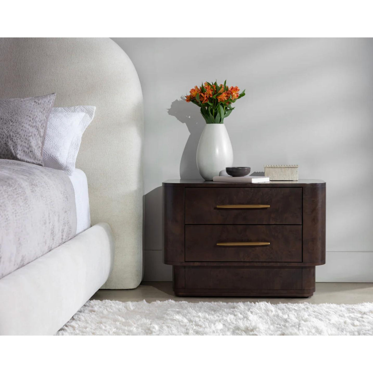 Ezekiel Dark Brown Burl Nightstand - Nightstand Drawer Detail | Bone & Brass