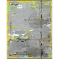 Abstract giclee painting by Bella Lane, "Feel Thunder," with gray, yellow, and black brushstrokes.