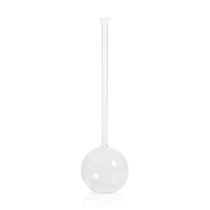 Finchem Long Neck Ball Glass Vase | Bone & Brass