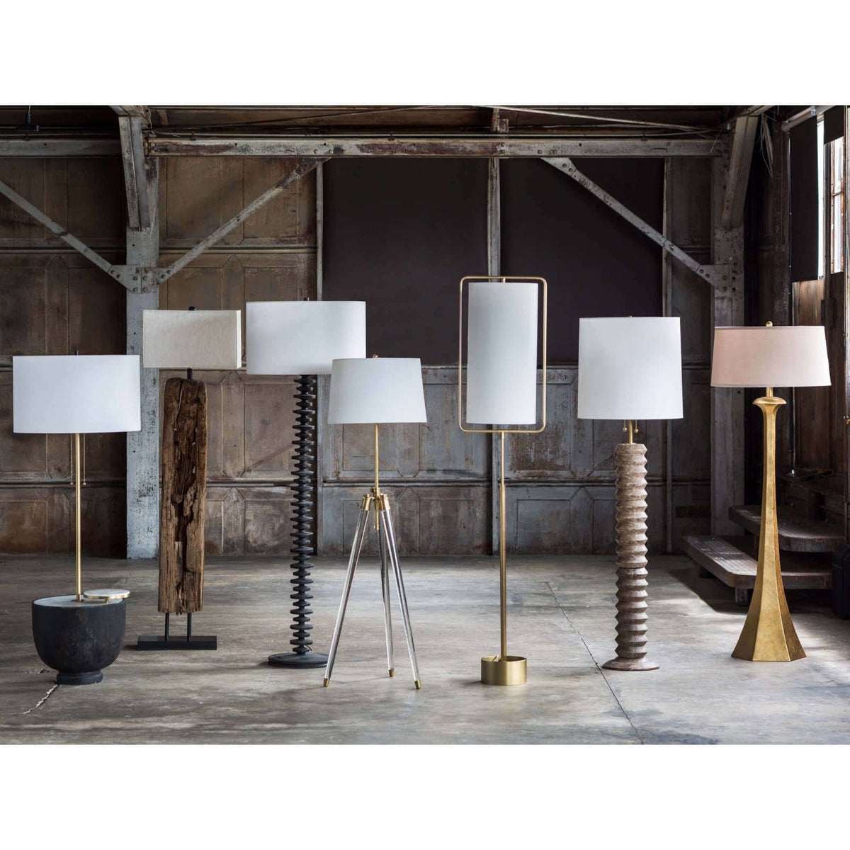 Fishbone Floor Lamp Ebony - Floor Lamp Base | Bone & Brass