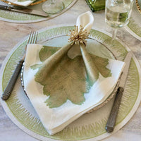 Flare Embroidered Round Placemats, Set 4 - Placemat Texture Detail | Bone & Brass