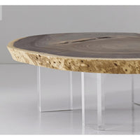 Floating Wood Coffee Table Acrylic Legs - Table Top View | Bone & Brass