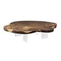 Floating Wood Coffee Table Acrylic Legs | Bone & Brass
