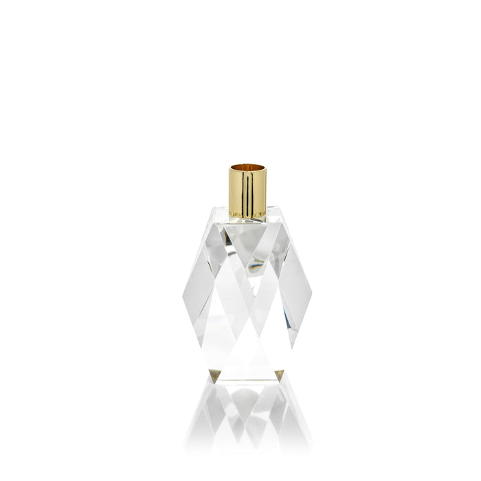 Florence Diamond Crystal Candle Holder | Bone & Brass