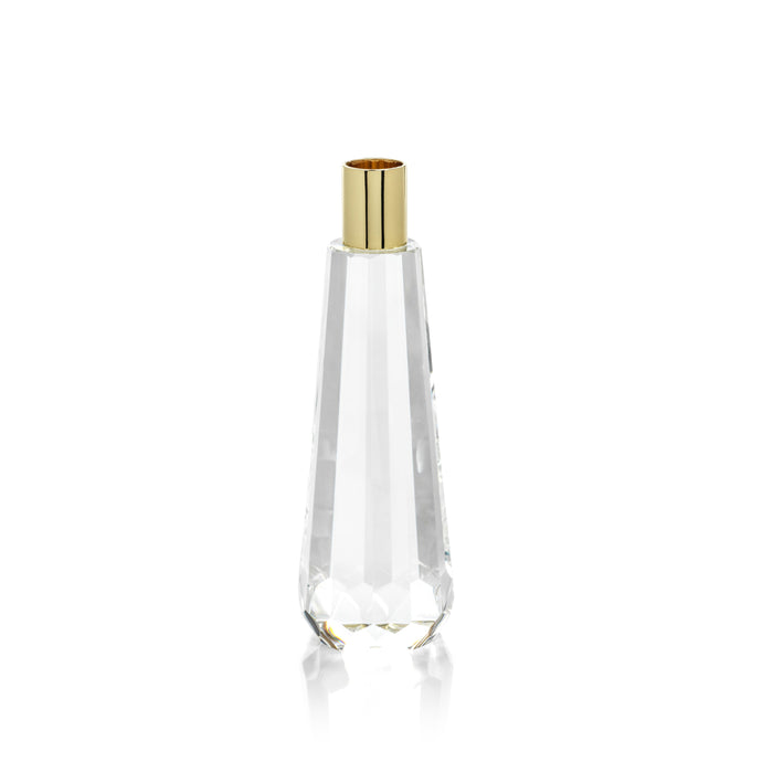 Florence Faceted Crystal Candle Holder | Bone & Brass