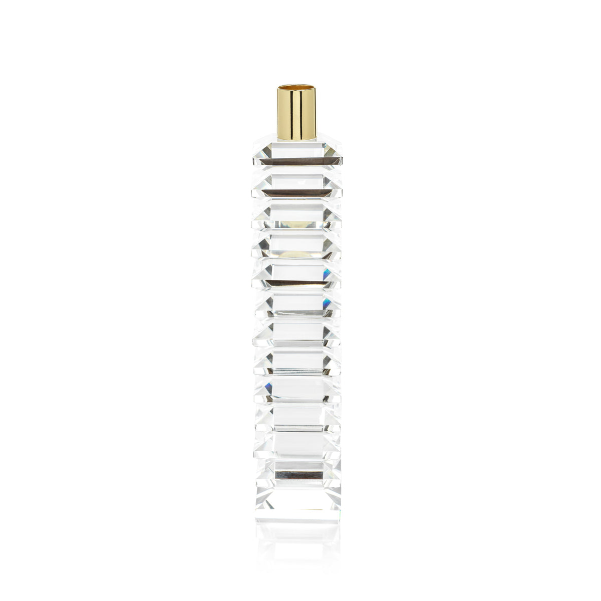 Florence Stacked Crystal Candle Holder | Bone & Brass