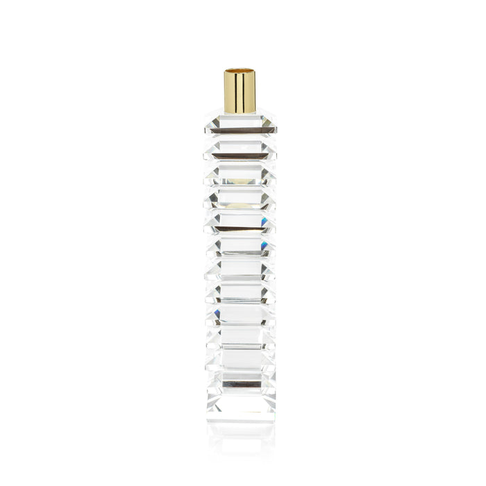 Florence Stacked Crystal Candle Holder | Bone & Brass