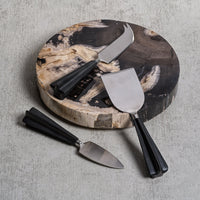Florenza Black & Natural Petrified Wood Cheese Board - Board Detail | Bone & Brass