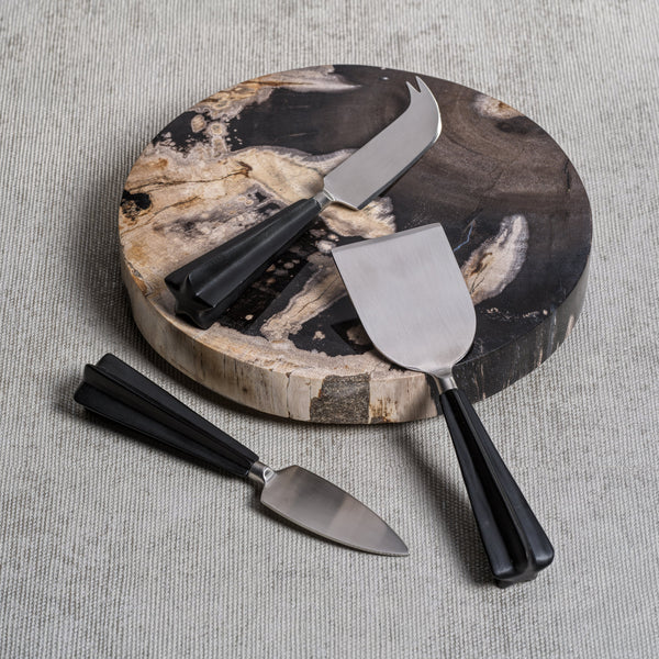 Florenza Black & Natural Petrified Wood Cheese Board - Board Detail | Bone & Brass