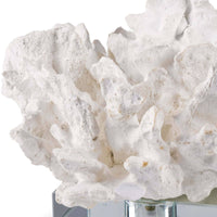 Flower Coral On Crystal Base White - Side View | Bone & Brass