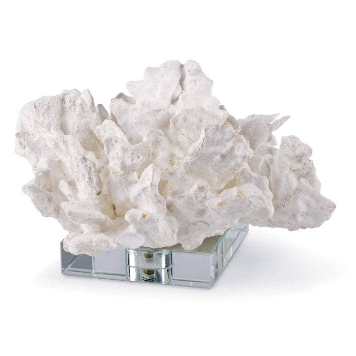 Flower Coral On Crystal Base White | Bone & Brass