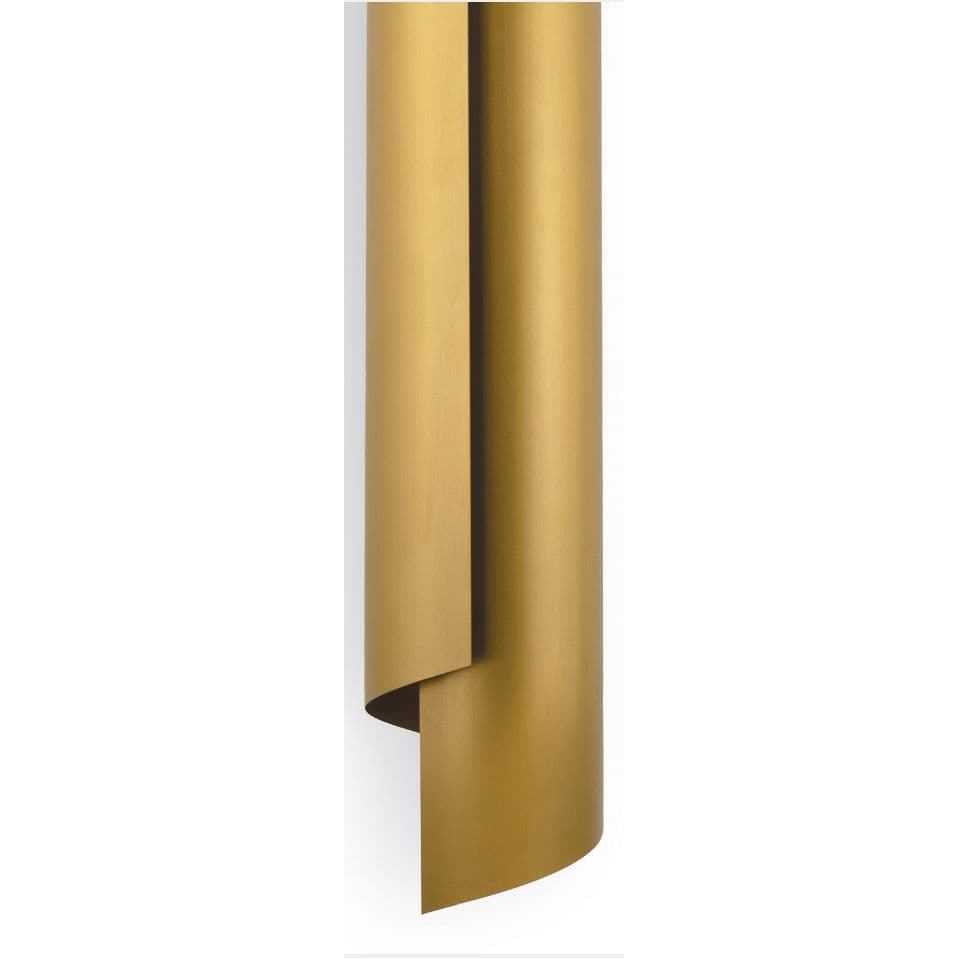 Glamorous 31.5" tall Flute Sconce in natural brass with a sleek, wrapped steel design.