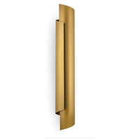 Tall, sleek natural brass Flute Sconce with a wrapped steel design, 31.5" high.