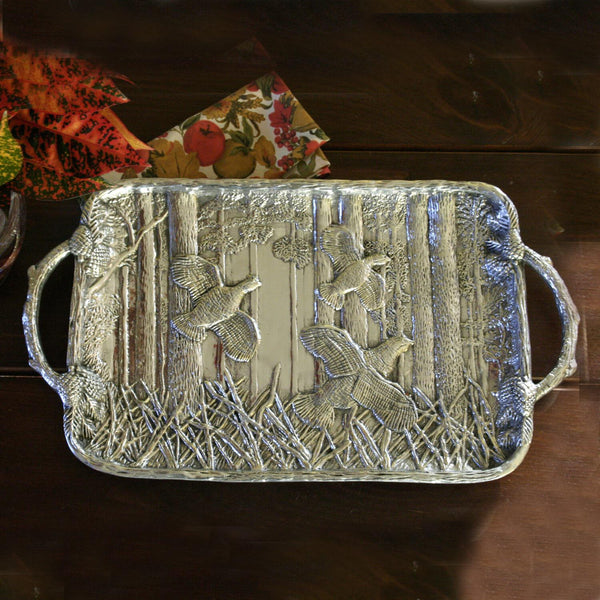 Forest Quail Tray Twig Handles - Tray Detail | Bone & Brass
