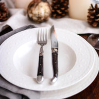 Forge de Laguiole 2 Piece Steak Knife Set Ash Tree Handle