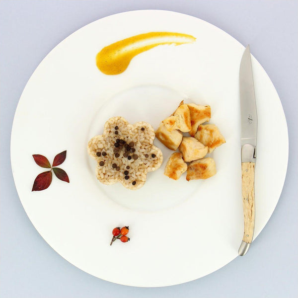 Forge de Laguiole 2 Piece Steak Knife Set Birchwood Handle Satin