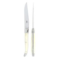 Forge de Laguiole 2 Piece Steak Knife Set Bone Handle | Bone & Brass
