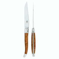 Forge de  Laguiole 2 Piece Steak Knife Set Briar Wood Handle