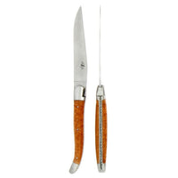 Forge de Laguiole 2 Piece Steak Knife Set Briarwood Satin Finish