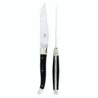 Forge de Laguiole 2 Piece Steak Knife Set Dark Horn Tip