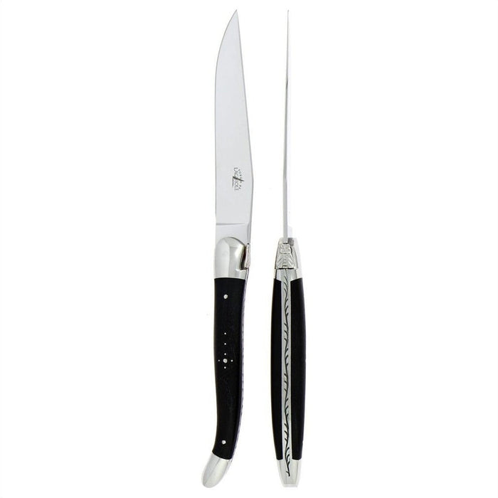 Forge de  Laguiole 2 Piece Steak Knife Set Ebony Wood Handle