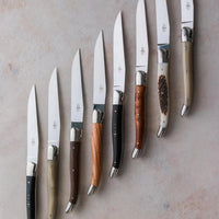 Forge de Laguiole 2 Piece Steak Knife Set Elk Stag Handle - Knife Detail | Bone & Brass