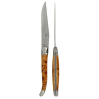 Forge de Laguiole 2 Piece Steak Knife Set Juniper Handle Satin Finish