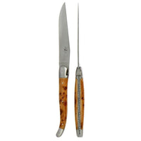 Forge de Laguiole 2 Piece Steak Knife Set Juniper Handle Satin Finish