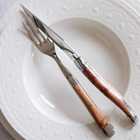 Forge de Laguiole 2 Piece Steak Knife Set Juniper Handle Shiny Finish