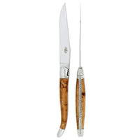 Forge de Laguiole 2 Piece Steak Knife Set Juniper Handle Shiny Finish
