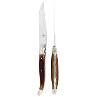 Forge de Laguiole 2 Piece Steak Knife Set Oak Barrel Wood Handle