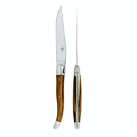 Forge de Laguiole 2 Piece Steak Knife Set Pistachio Handle Shiny