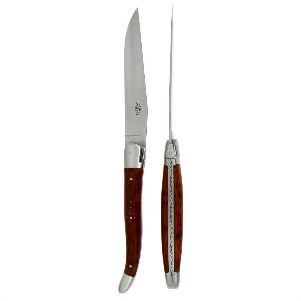 Forge de Laguiole 2 Piece Steak Knife Set Snakewood Satin Finish