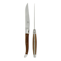 Forge de Laguiole 2 Piece Steak Knife Set Walnut Satin Finish