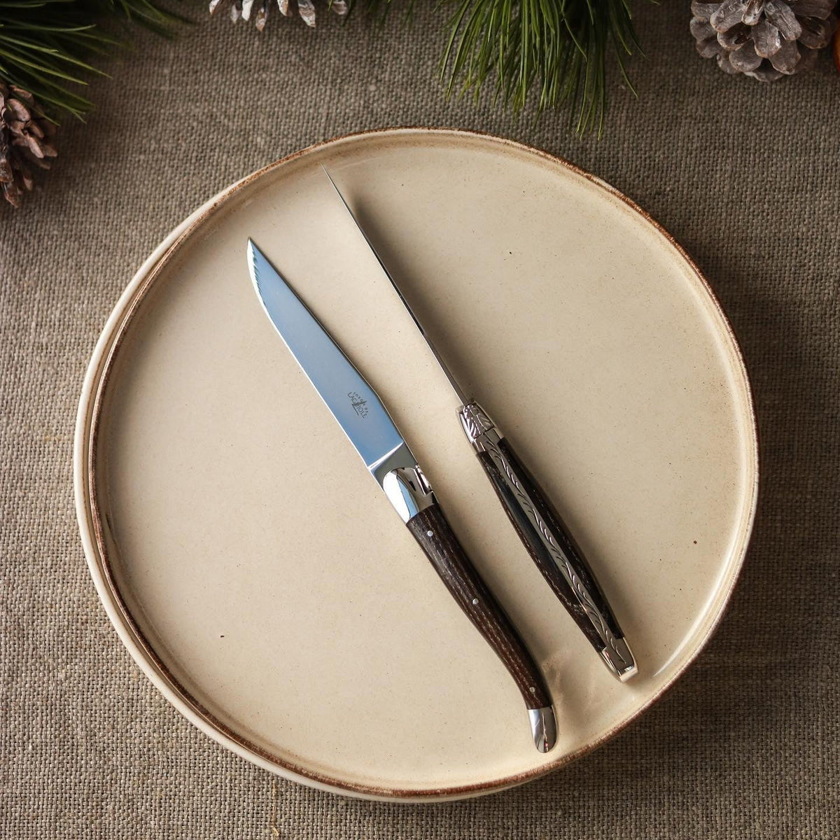 Forge de Laguiole 6 Piece Steak Knife Set Ash Tree Handle