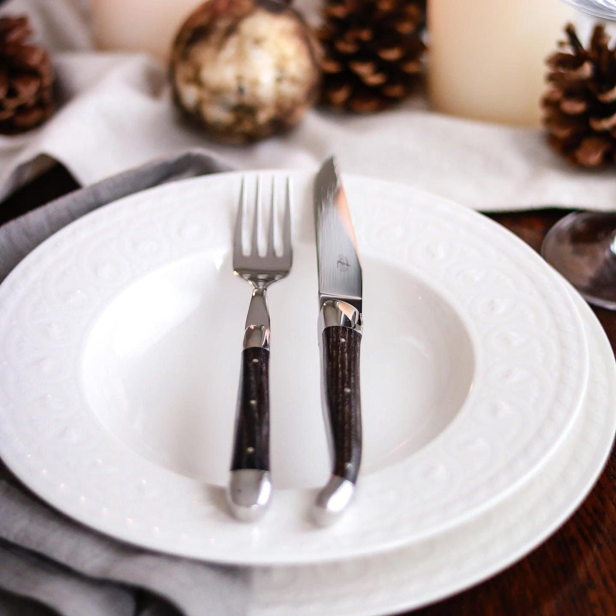 Forge de Laguiole 6 Piece Steak Knife Set Ash Tree Handle