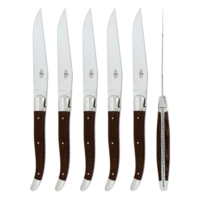 Forge de Laguiole 6 Piece Steak Knife Set Ash Tree Handle