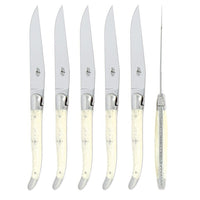 Forge de  Laguiole 6 Piece Steak Knife Set Ivory Bone Handle