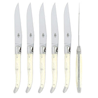 Forge de Laguiole 6 Piece Steak Knife Set Bone Handle