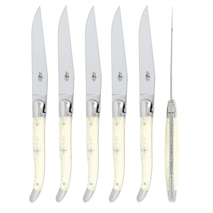 Forge de Laguiole 6 Piece Steak Knife Set Bone Handle