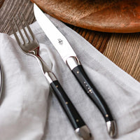 Forge de Laguiole 6 Piece Steak Knife Set Dark Horn Tip