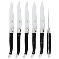 Forge de  Laguiole 6 Piece Steak Knife Set Ebony Wood Handle