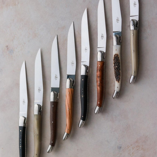 Forge de Laguiole 6 Piece Steak Knife Set Elk Stag Handle