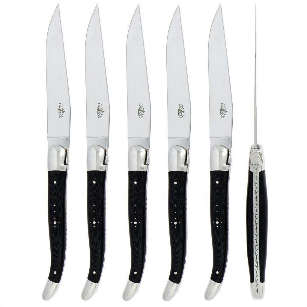 Forge de Laguiole 6 Piece Steak Knife Set Fabric Series Black